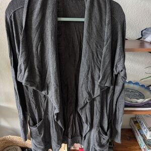 Athleta Charcoal Draped Cardigan